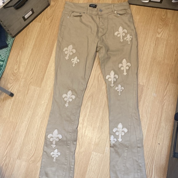 Light brown/beige Jeans with cross design - Picture 2 of 4
